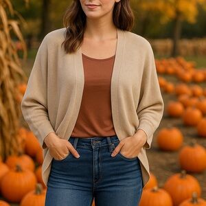 a.n.d easy Beige Open Front Cardigan w/ dolman sleeves (Women’s Medium)